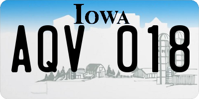 IA license plate AQV018