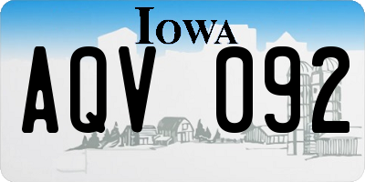 IA license plate AQV092
