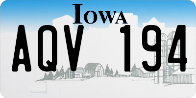 IA license plate AQV194