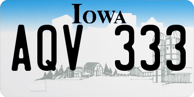 IA license plate AQV333