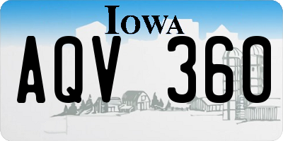 IA license plate AQV360