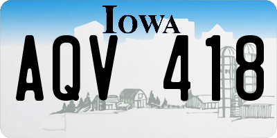 IA license plate AQV418