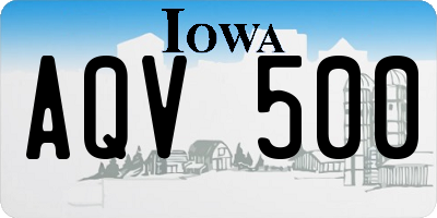 IA license plate AQV500