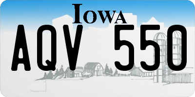 IA license plate AQV550