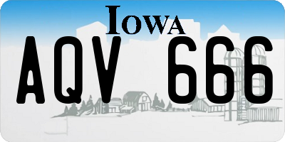 IA license plate AQV666