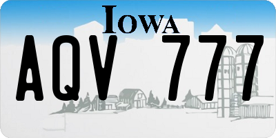 IA license plate AQV777