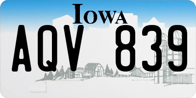 IA license plate AQV839