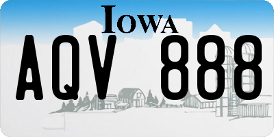 IA license plate AQV888