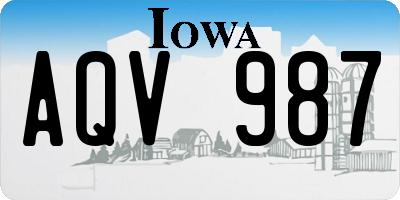 IA license plate AQV987