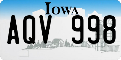 IA license plate AQV998