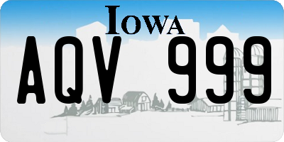 IA license plate AQV999