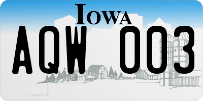 IA license plate AQW003