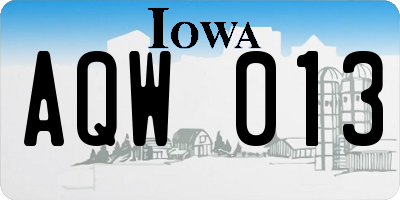 IA license plate AQW013