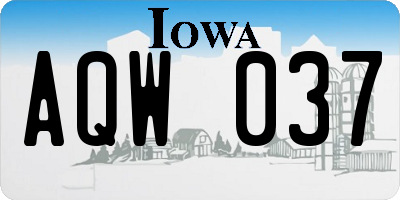 IA license plate AQW037