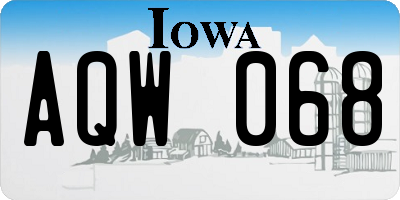 IA license plate AQW068