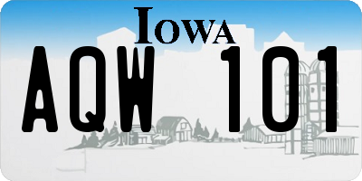 IA license plate AQW101