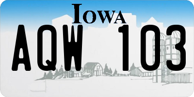 IA license plate AQW103