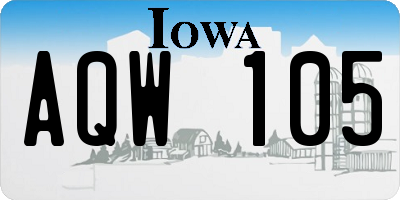 IA license plate AQW105