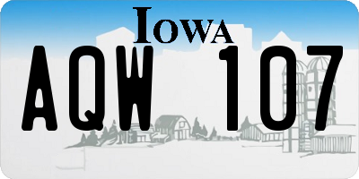 IA license plate AQW107