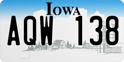IA license plate AQW138