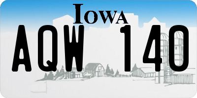 IA license plate AQW140