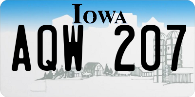 IA license plate AQW207