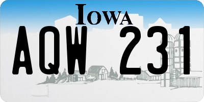 IA license plate AQW231