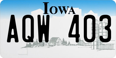 IA license plate AQW403