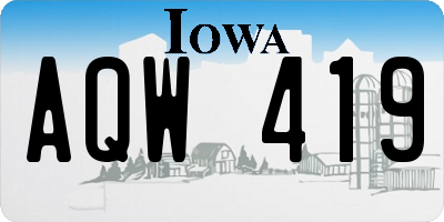IA license plate AQW419