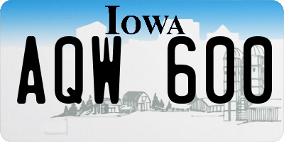 IA license plate AQW600