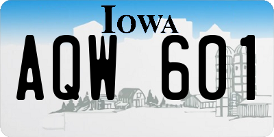IA license plate AQW601