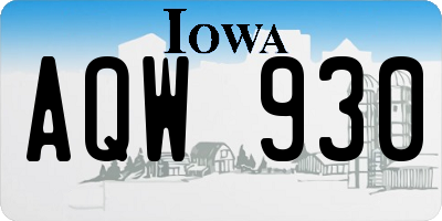 IA license plate AQW930