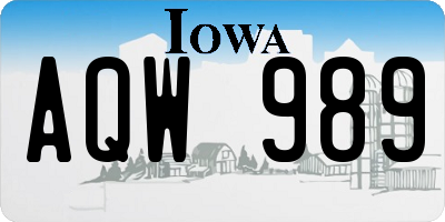 IA license plate AQW989