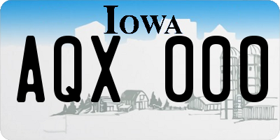 IA license plate AQX000