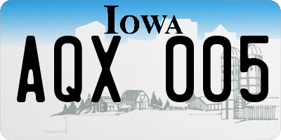 IA license plate AQX005