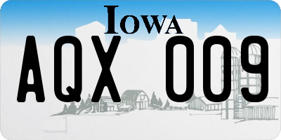 IA license plate AQX009
