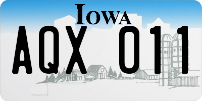 IA license plate AQX011