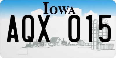 IA license plate AQX015
