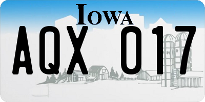 IA license plate AQX017