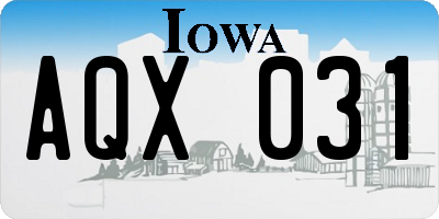 IA license plate AQX031