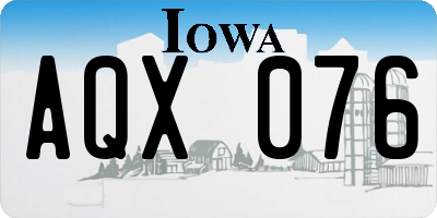 IA license plate AQX076