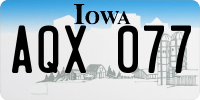 IA license plate AQX077