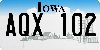 IA license plate AQX102