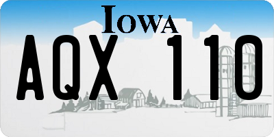 IA license plate AQX110