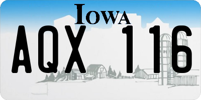 IA license plate AQX116