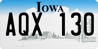 IA license plate AQX130