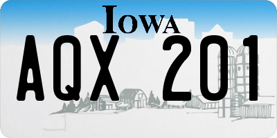 IA license plate AQX201