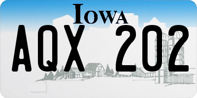 IA license plate AQX202