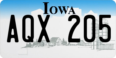 IA license plate AQX205