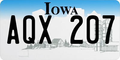 IA license plate AQX207